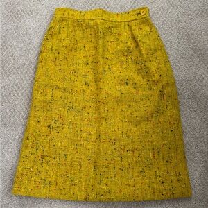 Yves Saint Laurent Vibrant Yellow Tweed Pencil Skirt